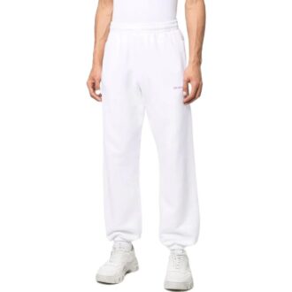 Off-White Herre SS22 Ensfarget med pilemønster Sportsbukser/Joggebukser Løs passform Hvit