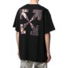 Off-White Herre SS22 ensfarget mønstertrykk kortærmet svart Shorts-T-skjorte