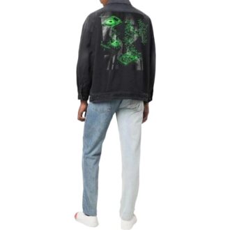 Off-White Herre SS22 Ensfarget mørkegrå Denim-jakke