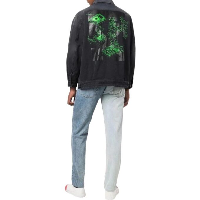 Off-White Herre SS22 Ensfarget mørkegrå Denim-jakke