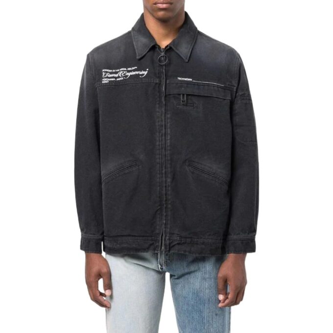 Off-White Herre SS22 Ensfarget mørkegrå Denim-jakke