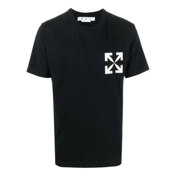 Off-White Herre SS22 Ensfarget pil-logo Rund hals Shorts Versjon Hvit T-skjorte