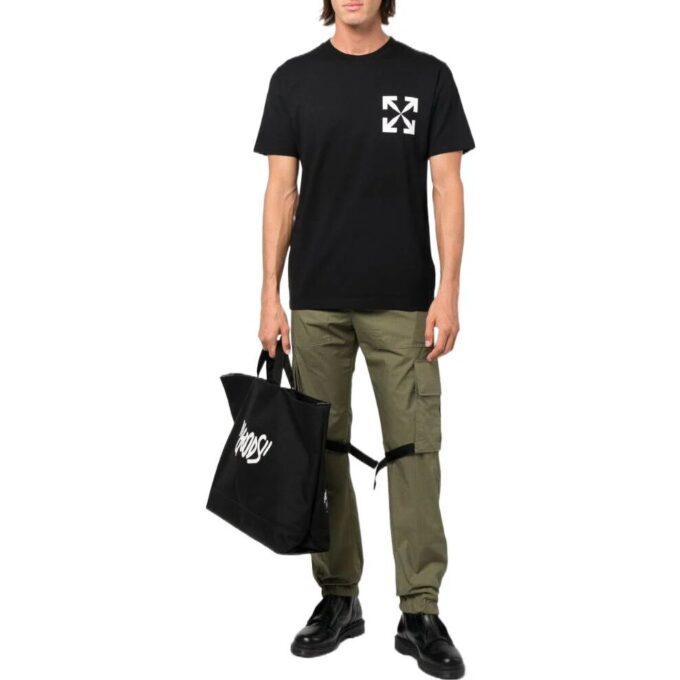 Off-White Herre SS22 Ensfarget pil-logo Rund hals Shorts Versjon Hvit T-skjorte