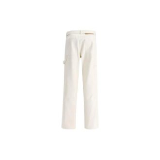 Off-White Herre SS22 Ensfarget Rett Casual Bukser/Lange Bukser Hvit
