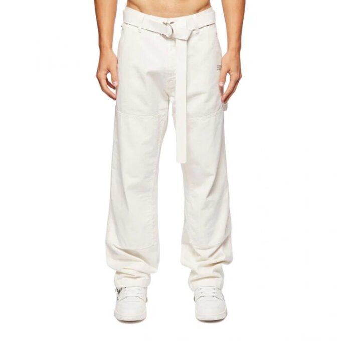 Off-White Herre SS22 Ensfarget Rett Casual Bukser/Lange Bukser Hvit
