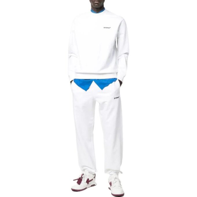 Off-White Herre SS22 Ensfarget Rundhalset Langermet Versjon Hvit