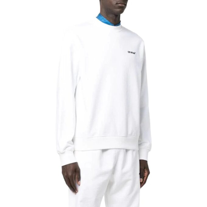 Off-White Herre SS22 Ensfarget Rundhalset Langermet Versjon Hvit