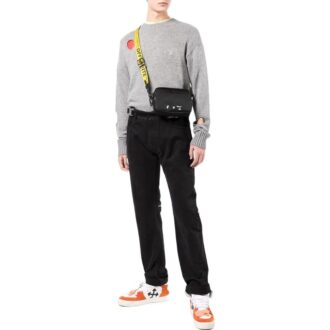 Off-White Herre SS22 Ensfarget Rundhalset Pullover Langermet Ullgenser Grå