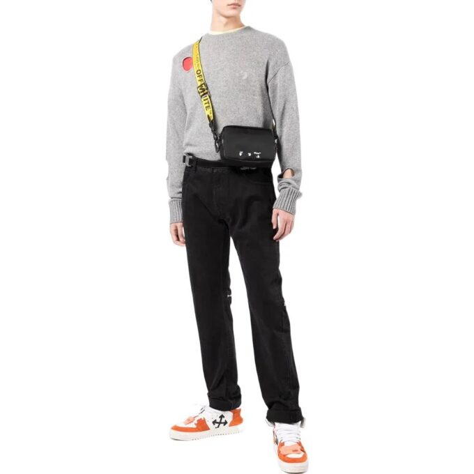 Off-White Herre SS22 Ensfarget Rundhalset Pullover Langermet Ullgenser Grå