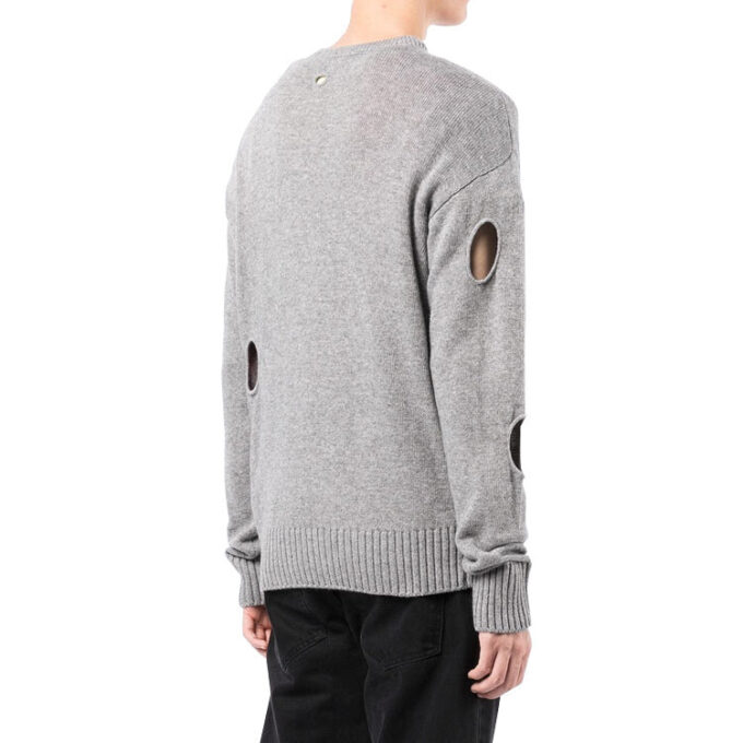 Off-White Herre SS22 Ensfarget Rundhalset Pullover Langermet Ullgenser Grå