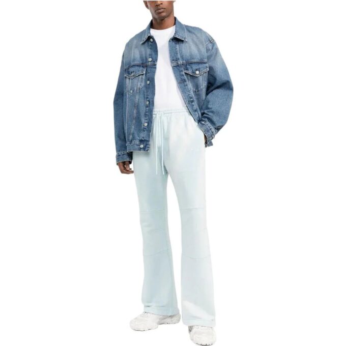 Off-White Herre SS22 Ensfarget Snøring Sportsbukser/Joggebukser Lysblå