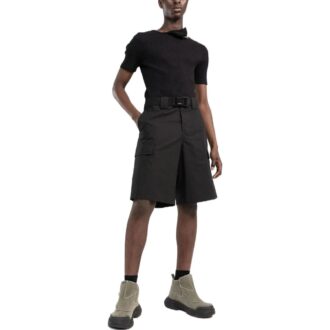 Off-White Herre SS22 Ensfarget Spenne Stor Lomme Cargo Rett Shorts Løs Passform Svart