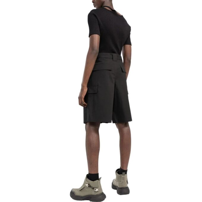 Off-White Herre SS22 Ensfarget Spenne Stor Lomme Cargo Rett Shorts Løs Passform Svart
