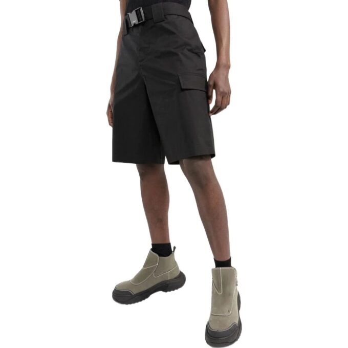 Off-White Herre SS22 Ensfarget Spenne Stor Lomme Cargo Rett Shorts Løs Passform Svart