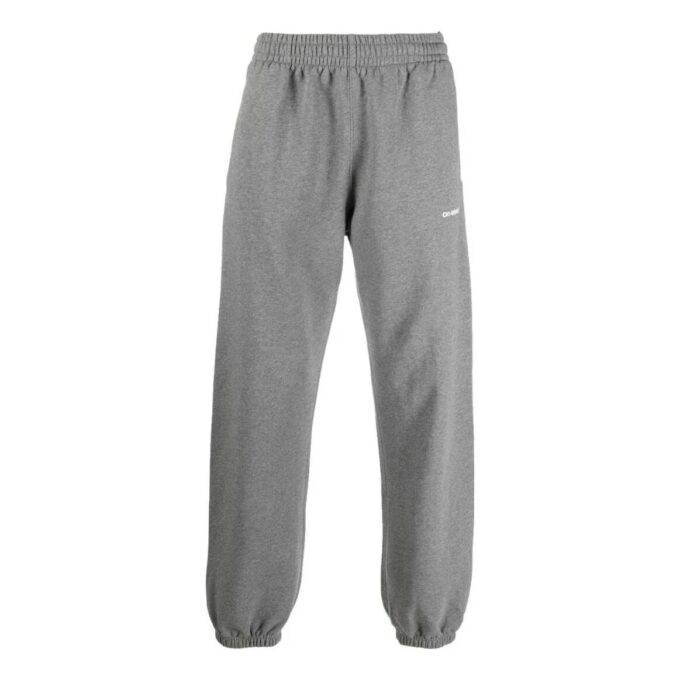 Off-White Herre SS22 Ensfarget Stripe Snøring Sportsbukser/Joggebukser Løs Passform Grå
