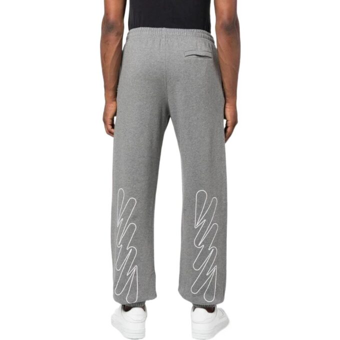 Off-White Herre SS22 Ensfarget Stripe Snøring Sportsbukser/Joggebukser Løs Passform Grå