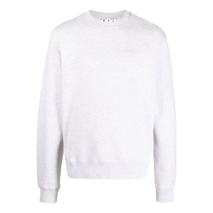 Off-White Herre SS22 Ensfarget Stripe-trykk Rund hals Langermet versjon Hvit