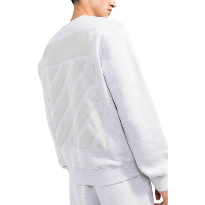 Off-White Herre SS22 Ensfarget Stripe-trykk Rund hals Langermet versjon Hvit