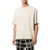 Off-White Herre SS22 Ensfarget T-skjorte med gummi-pil og korte Shorts, kremhvit