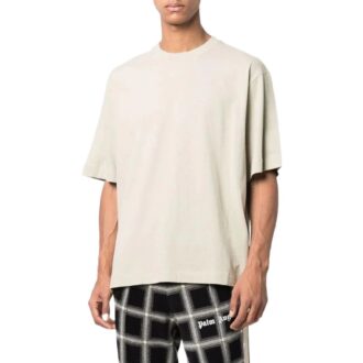 Off-White Herre SS22 Ensfarget T-skjorte med gummi-pil og korte Shorts, kremhvit