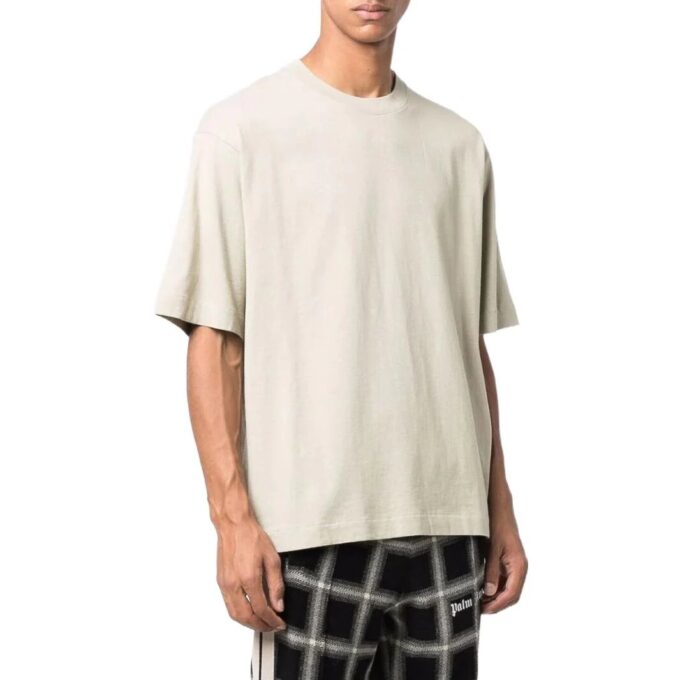 Off-White Herre SS22 Ensfarget T-skjorte med gummi-pil og korte Shorts, kremhvit