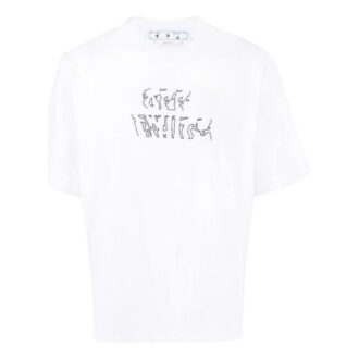 Off-White Herre SS22 Ensfarget T-skjorte med pilemønster og korte Shorts, hvit