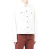 Off-White Herre SS22 Ensfarget trykk Langermet Denim-versjon Hvit jakke