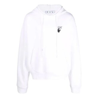 Off-White Herre SS22 Ensfarget trykk Langermet versjon Hvit