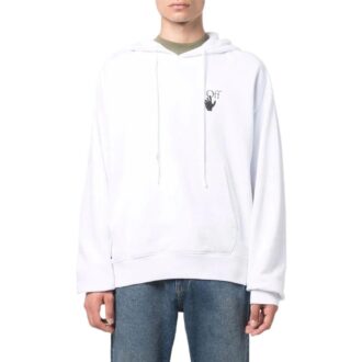 Off-White Herre SS22 Ensfarget trykk Langermet versjon Hvit