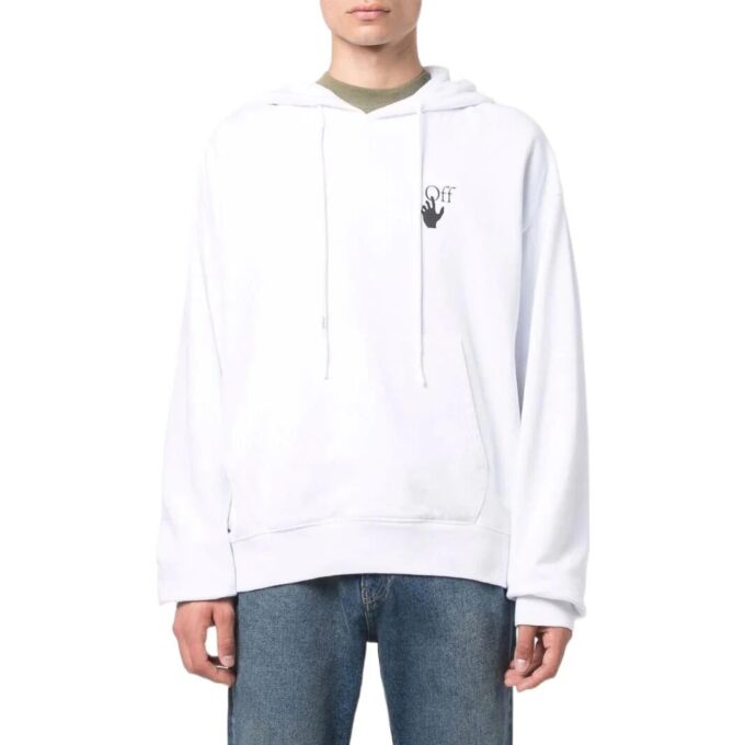 Off-White Herre SS22 Ensfarget trykk Langermet versjon Hvit