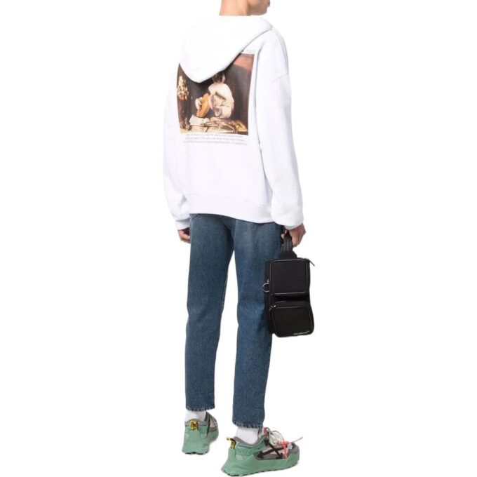 Off-White Herre SS22 Ensfarget trykk Langermet versjon Hvit