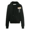 Off-White Herre SS22 Ensfarget trykk med hette og lange ermer, svart