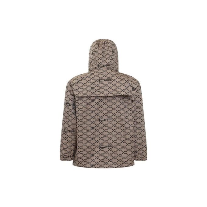 Off-White Herre SS22 Geometri Fulltrykk Glidelås Hettejakke Løs Passform Beige
