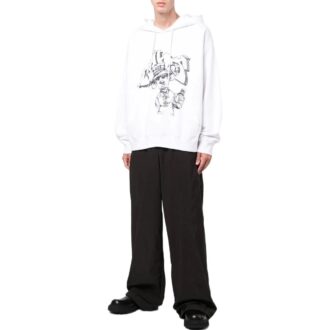 Off-White Herre SS22 Graffititrykk Snøring Løs Passform Hvit Off-White Herre SS22 Graffititrykk Snøring Løs Passform Hvit