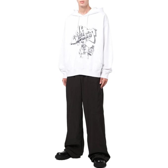 Off-White Herre SS22 Graffititrykk Snøring Løs Passform Hvit