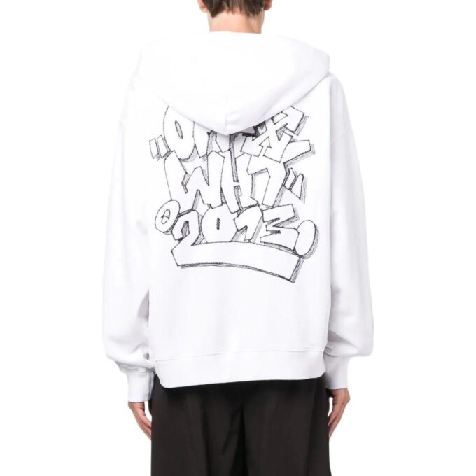 Off-White Herre SS22 Graffititrykk Snøring Løs Passform Hvit