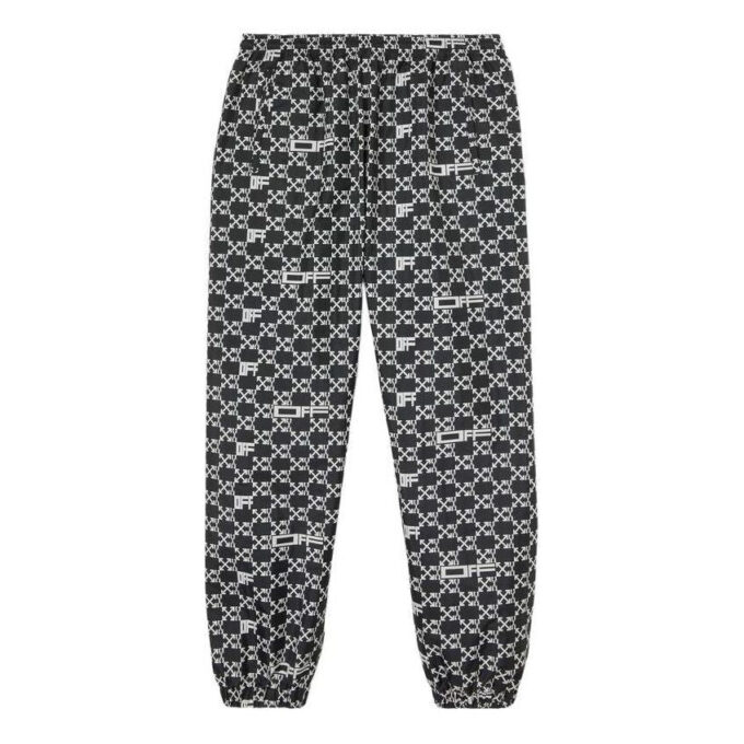 Off-White Herre SS22 Heltrykk Pilemønster Alfabet Sportsbukser/Joggebukser Svart