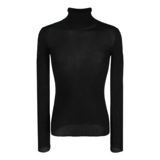 Off-White Herre SS22 Helvet Ribbet Slim Fit Ullgenser Svart