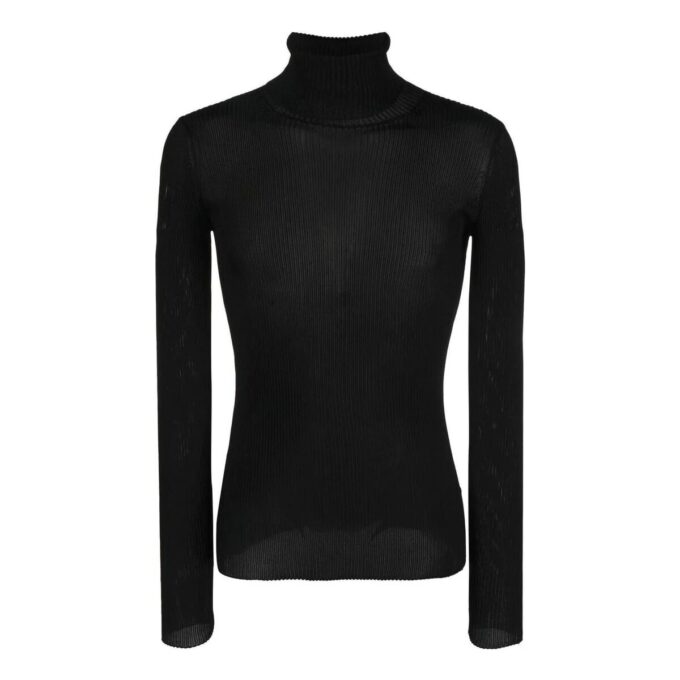 Off-White Herre SS22 Helvet Ribbet Slim Fit Ullgenser Svart