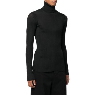Off-White Herre SS22 Helvet Ribbet Slim Fit Ullgenser Svart