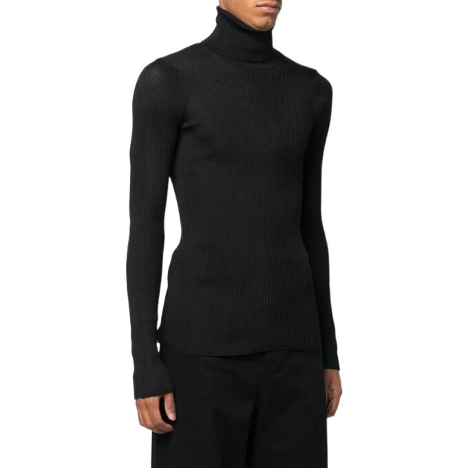 Off-White Herre SS22 Helvet Ribbet Slim Fit Ullgenser Svart
