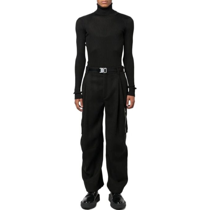 Off-White Herre SS22 Helvet Ribbet Slim Fit Ullgenser Svart