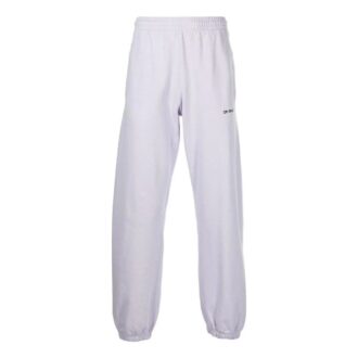 Off-White Herre SS22 Ikonisk Twill-trykk Sportsbukser/Joggebukser Versjon Lysegrå