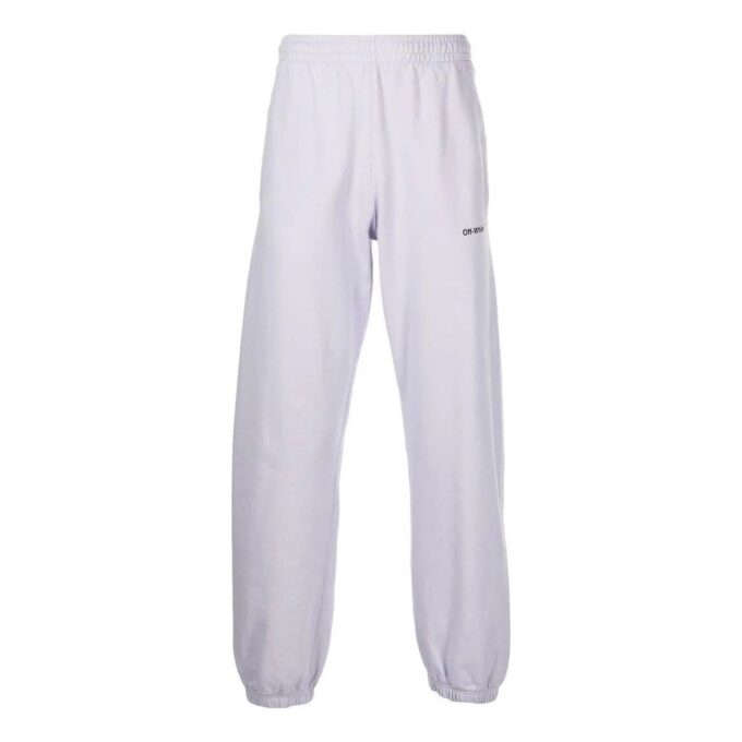 Off-White Herre SS22 Ikonisk Twill-trykk Sportsbukser/Joggebukser Versjon Lysegrå