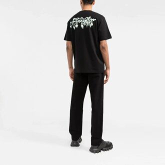 Off-White Herre SS22 Klassisk T-skjorte med pil- og bokstavtrykk på brystet, kort erme, svart