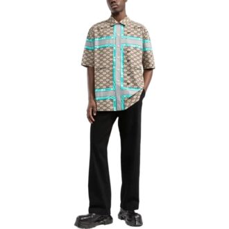 Off-White Herre SS22 Krage med logo-trykk, shorts, beige skjorte