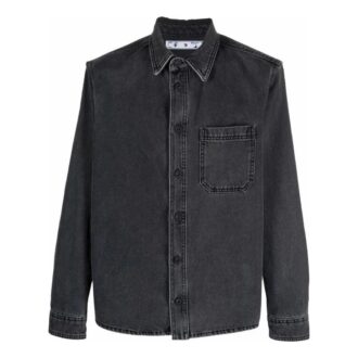 Off-White Herre SS22 Langermet Denim-skjorte med revers, grå