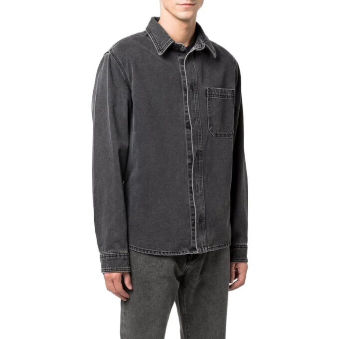 Off-White Herre SS22 Langermet Denim-skjorte med revers, grå