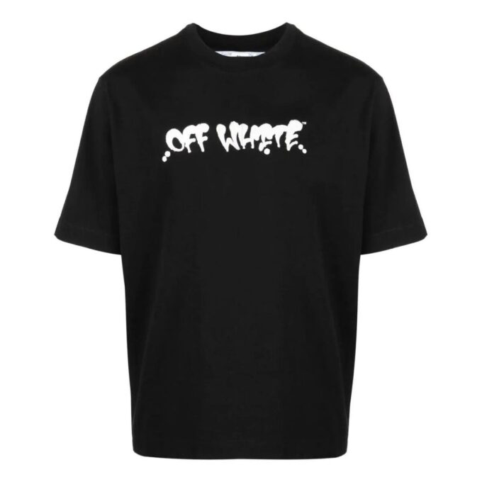 Off-White Herre SS22 Logo Alfabet-trykk Kortærmet Svart T-skjorte