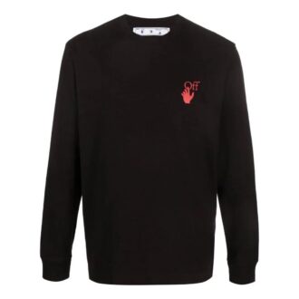 Off-White Herre SS22 Logo Arrow-trykk Rundhalset genser Langermet versjon Svart